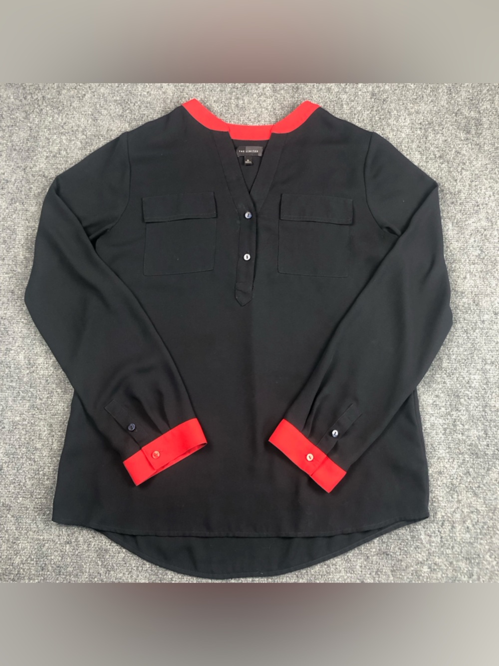 The Limited Black Blouse with Red Trim